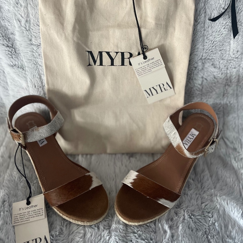 Cute & Sexy!! Myra cowhide sandals NWT